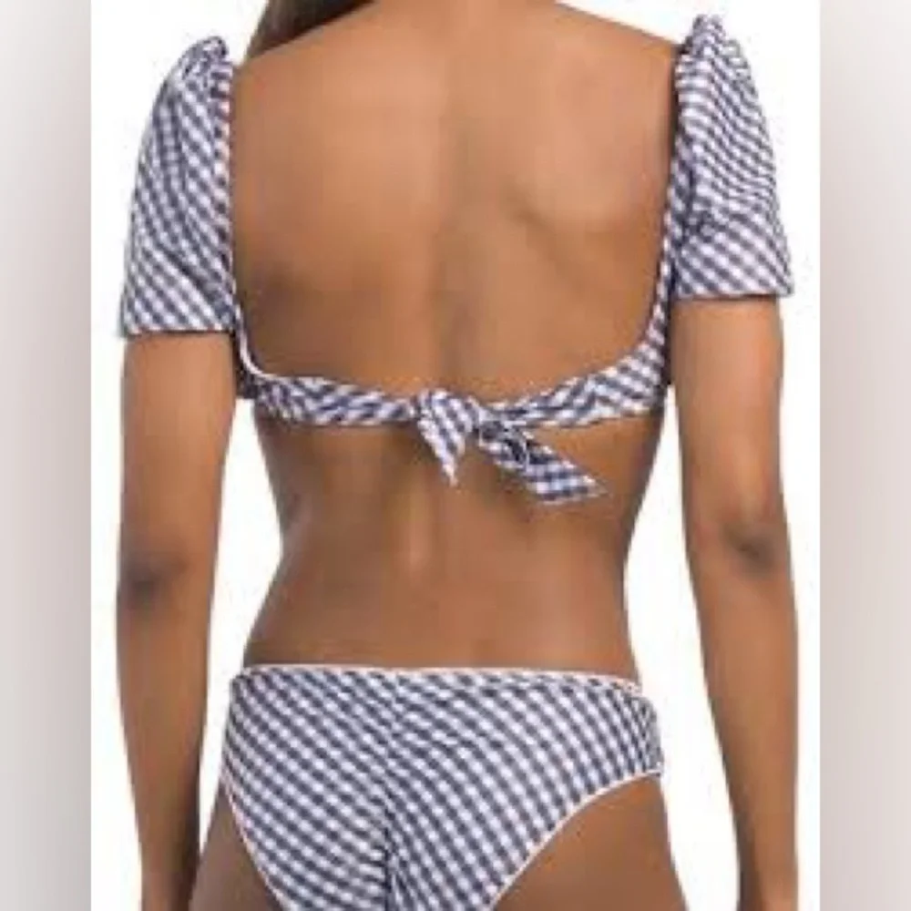 NWT,Raisins G710866 Pacifica Paris  (Whitehaven M) Gingham Bikini Set, Size Med